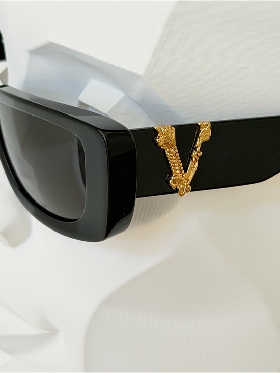 ?Versace Black and Gold Rectangular Sunglasses main image 11